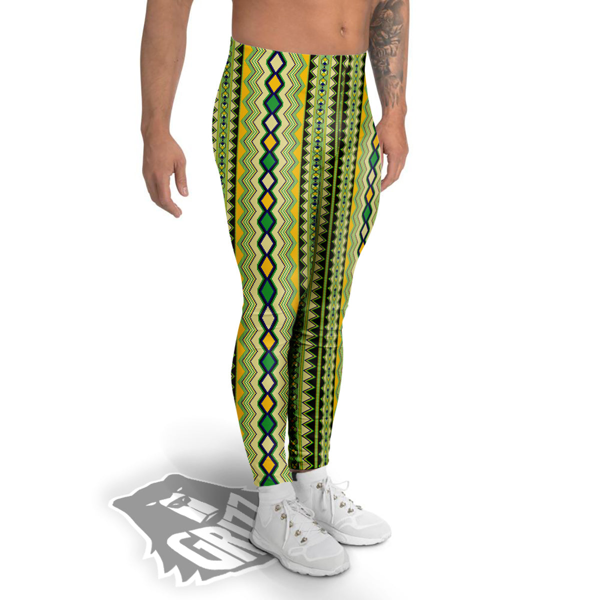 Kente African Print Pattern Men's Leggings-grizzshop