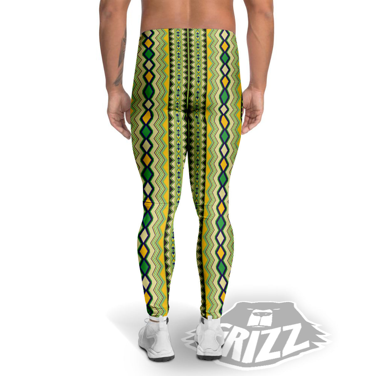 Kente African Print Pattern Men's Leggings-grizzshop