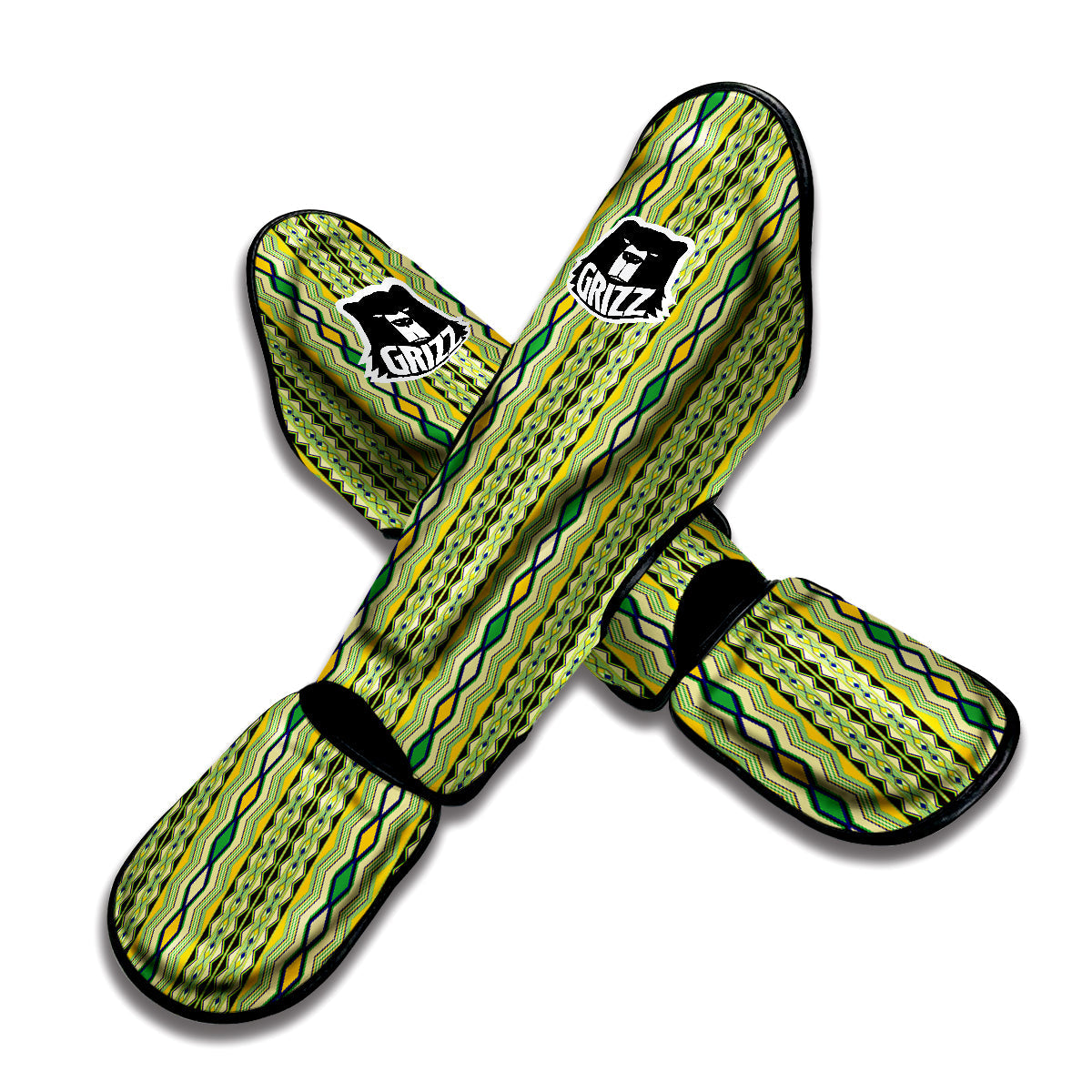 Kente African Print Pattern Muay Thai Shin Guards-grizzshop