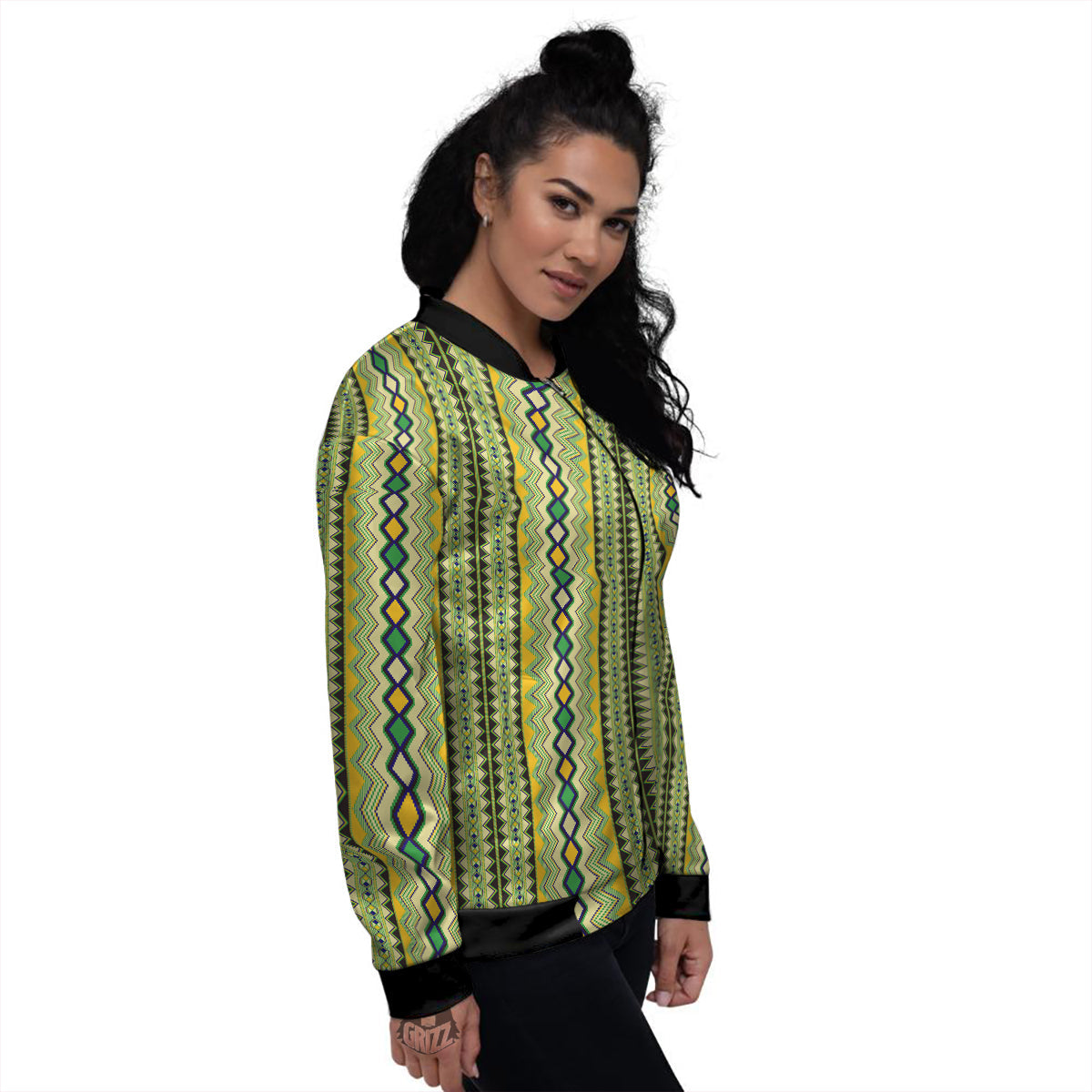 Kente African Print Pattern Women's Bomber Jacket-grizzshop