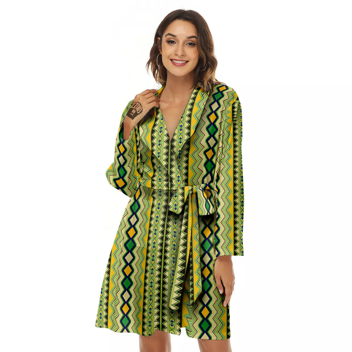 Kente African Print Pattern Women's Robe-grizzshop