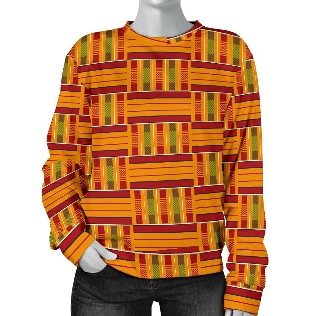 Kente African Print Pattern Women's Sweatshirt-grizzshop