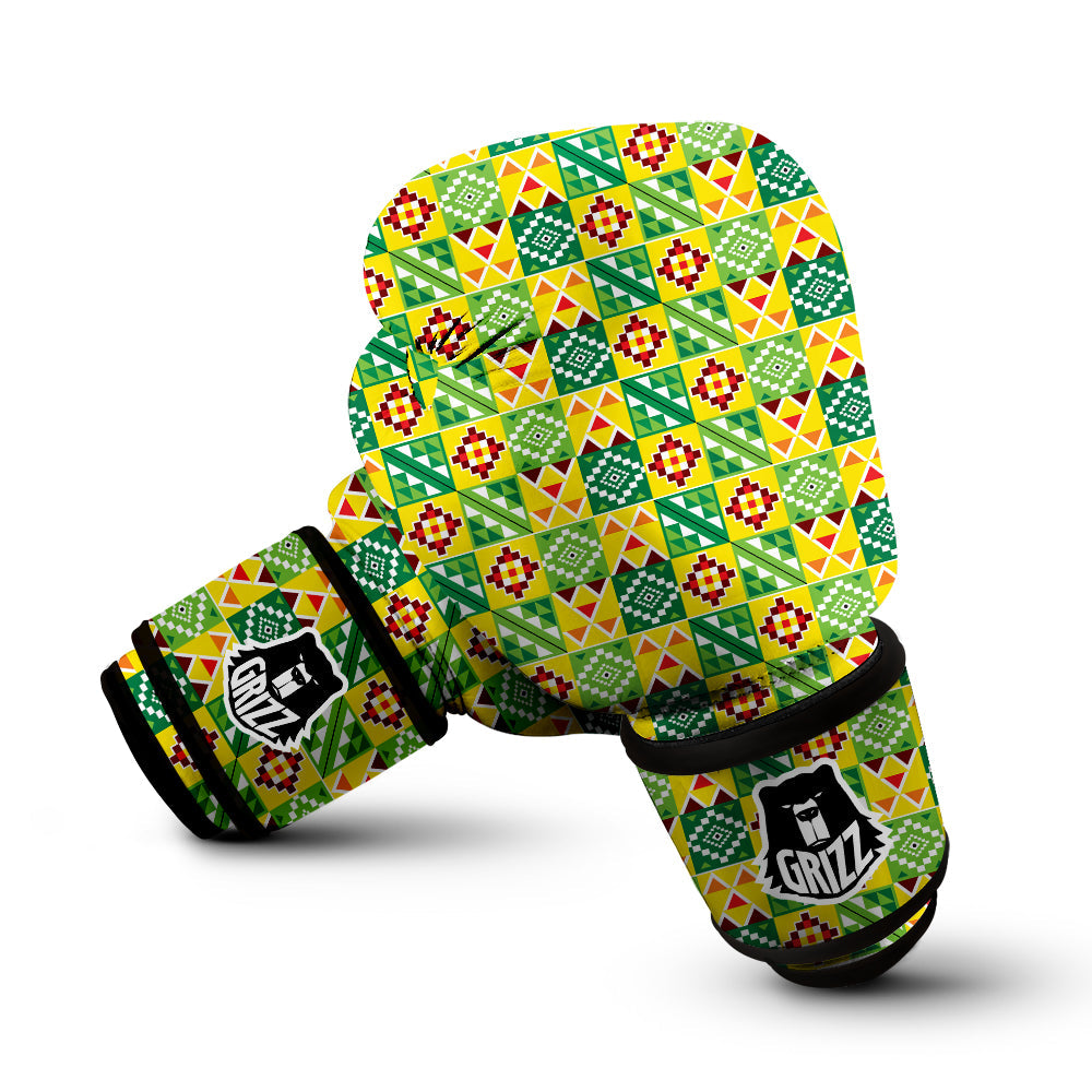Kente Asante Print Pattern Boxing Gloves-grizzshop