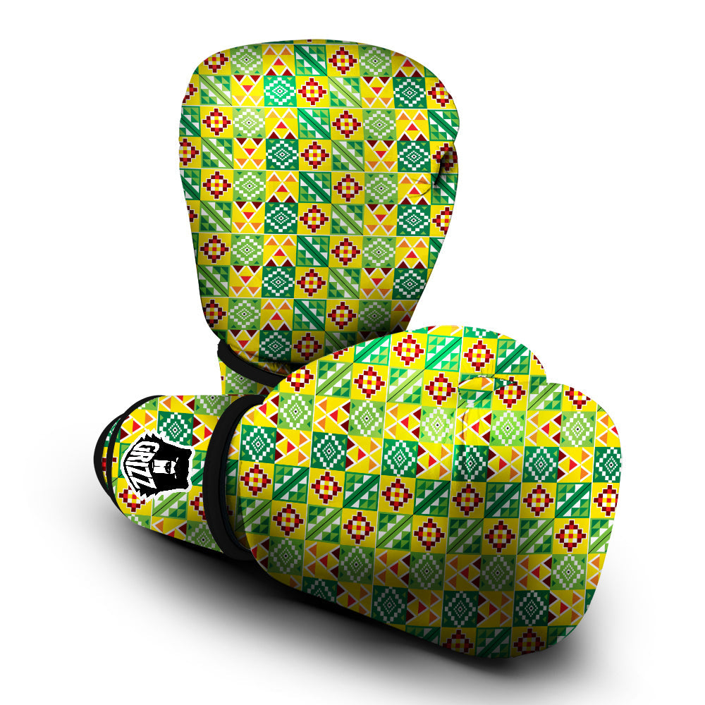 Kente Asante Print Pattern Boxing Gloves-grizzshop