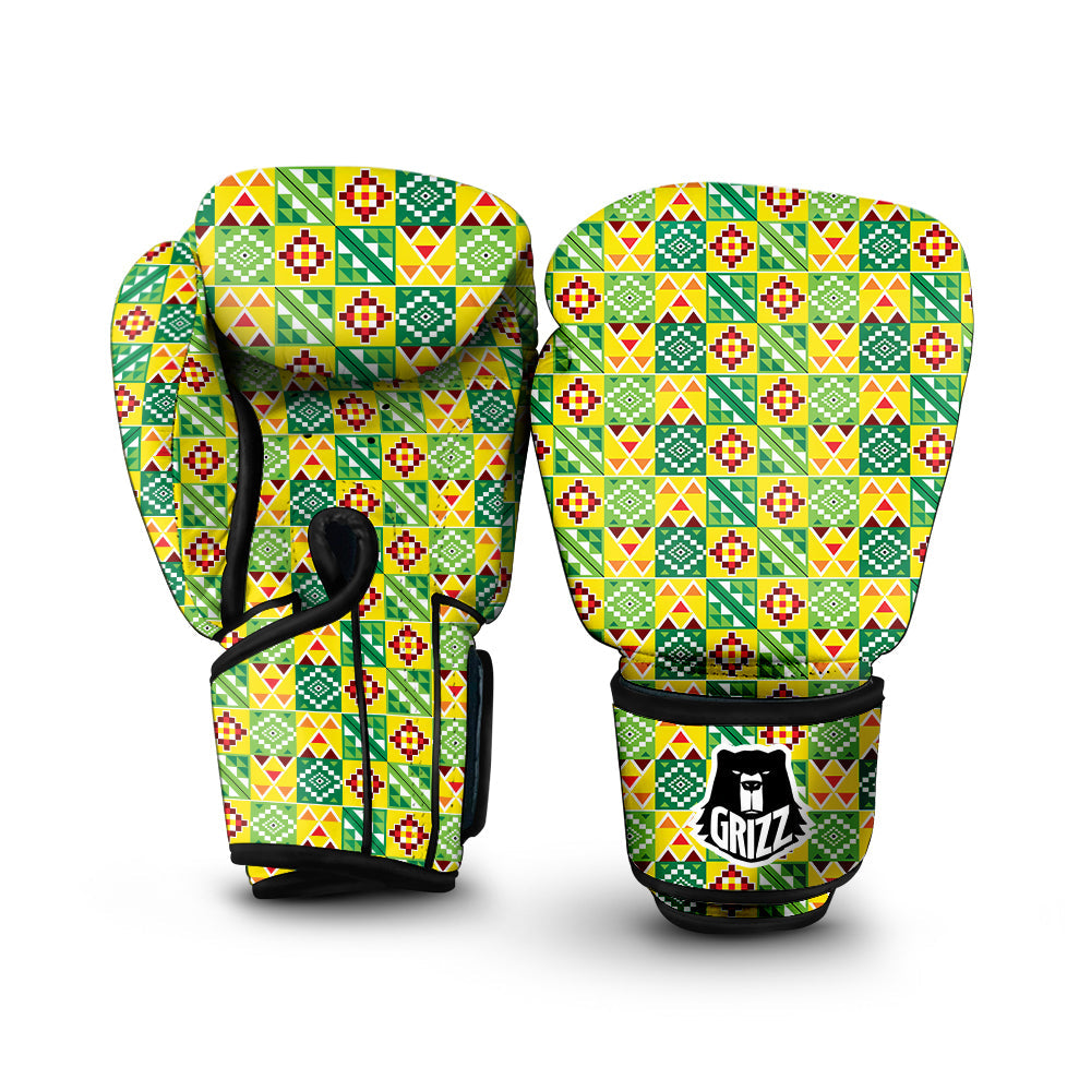 Kente Asante Print Pattern Boxing Gloves-grizzshop