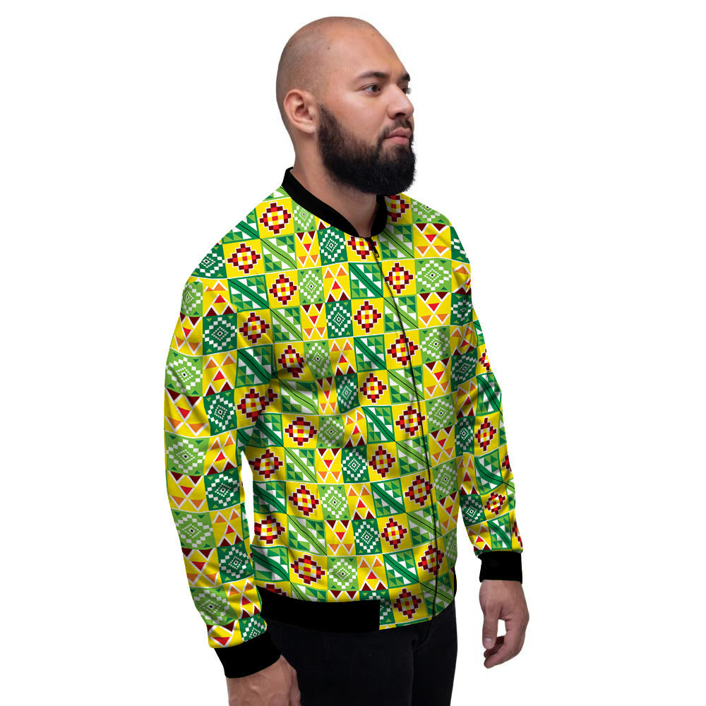 Kente Asante Print Pattern Men's Bomber Jacket-grizzshop