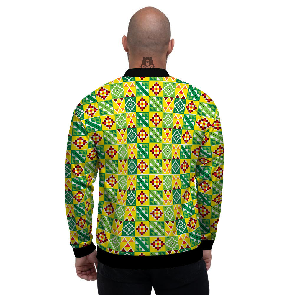 Kente Asante Print Pattern Men's Bomber Jacket-grizzshop