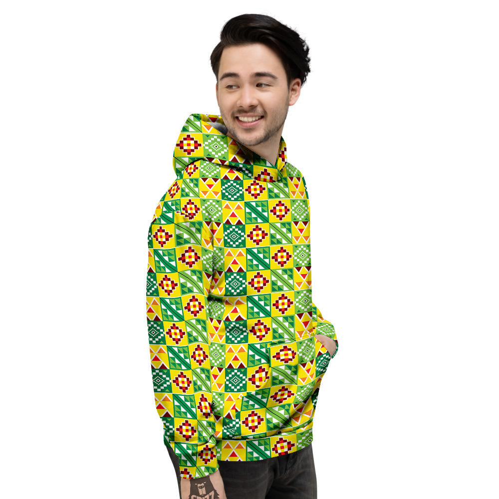 Kente Asante Print Pattern Men's Hoodie-grizzshop