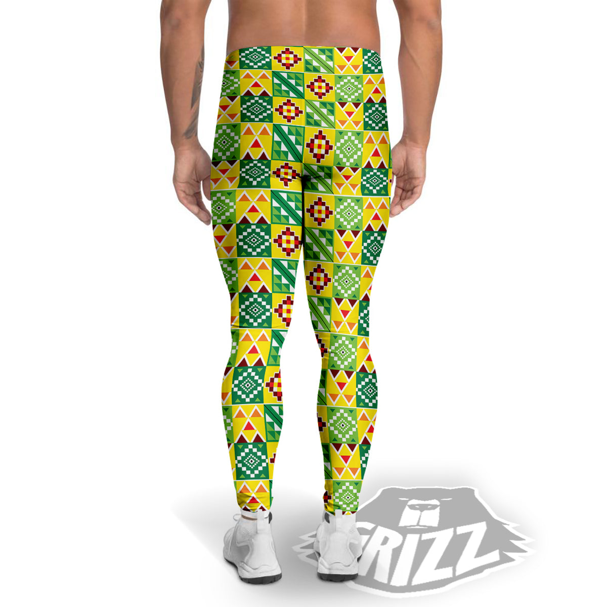 Kente Asante Print Pattern Men's Leggings-grizzshop