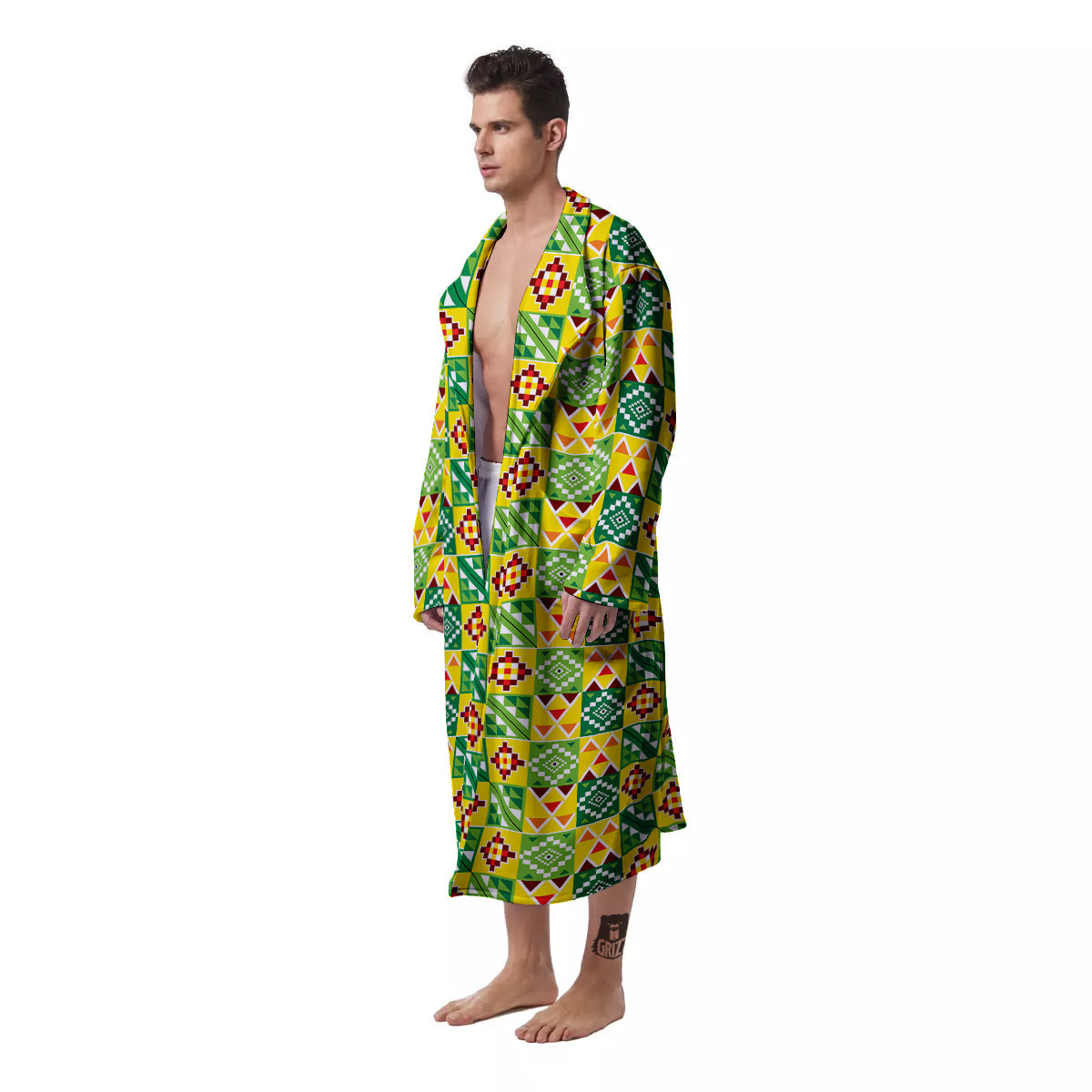 Kente Asante Print Pattern Men's Robe-grizzshop