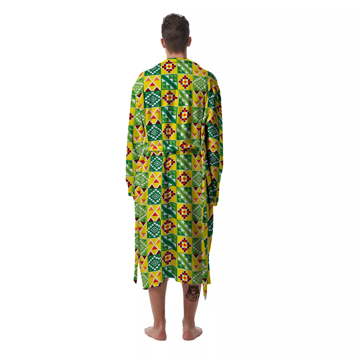 Kente Asante Print Pattern Men's Robe-grizzshop