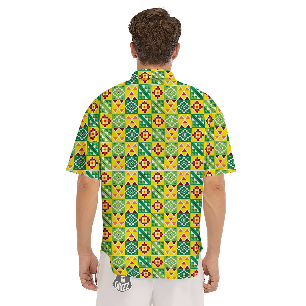 Kente Asante Print Pattern Men's Short Sleeve Shirts-grizzshop