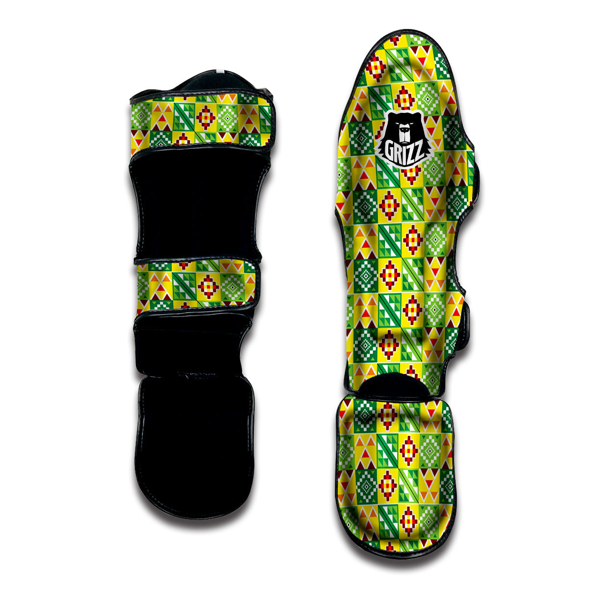 Kente Asante Print Pattern Muay Thai Shin Guards-grizzshop