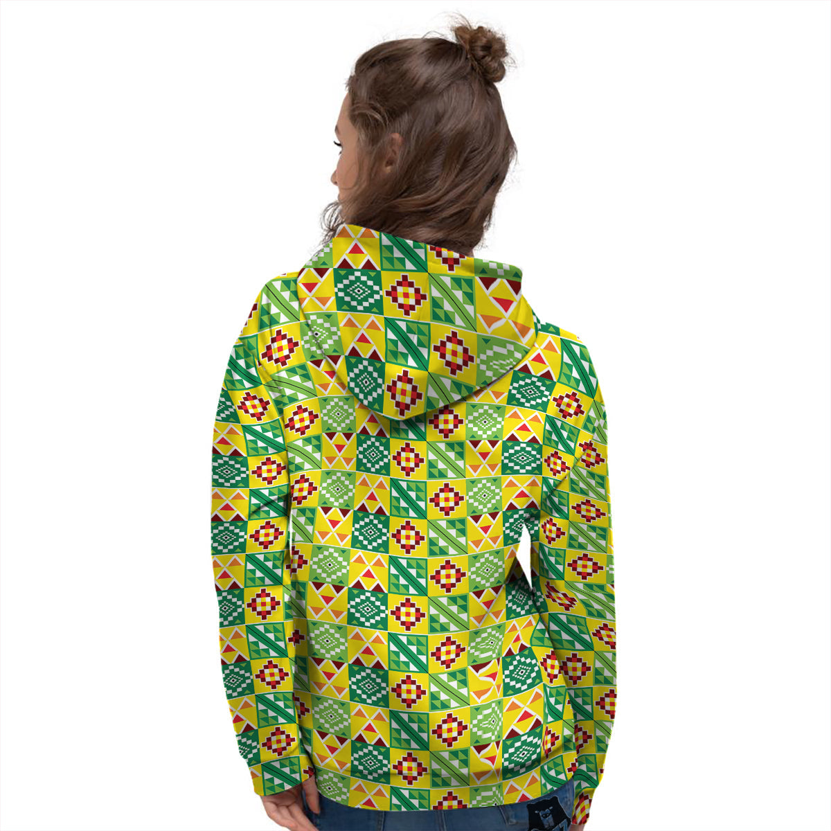 Kente Asante Print Pattern Women's Hoodie-grizzshop