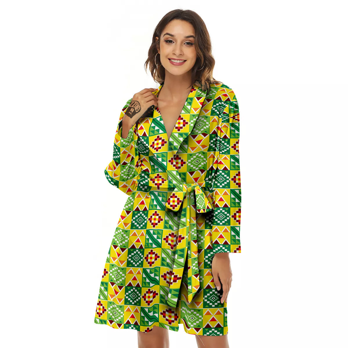 Kente Asante Print Pattern Women's Robe-grizzshop