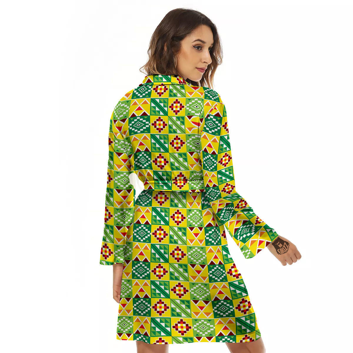 Kente Asante Print Pattern Women's Robe-grizzshop