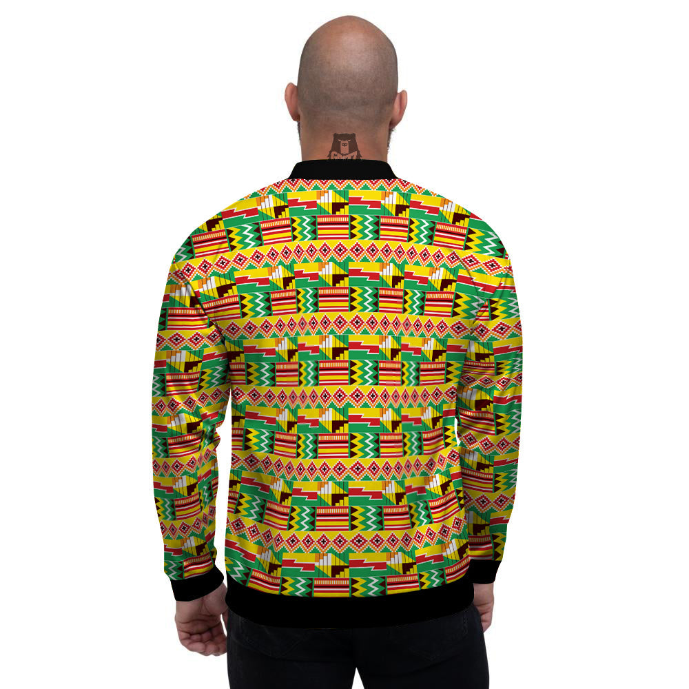 Kente Ashanti Print Pattern Men's Bomber Jacket-grizzshop