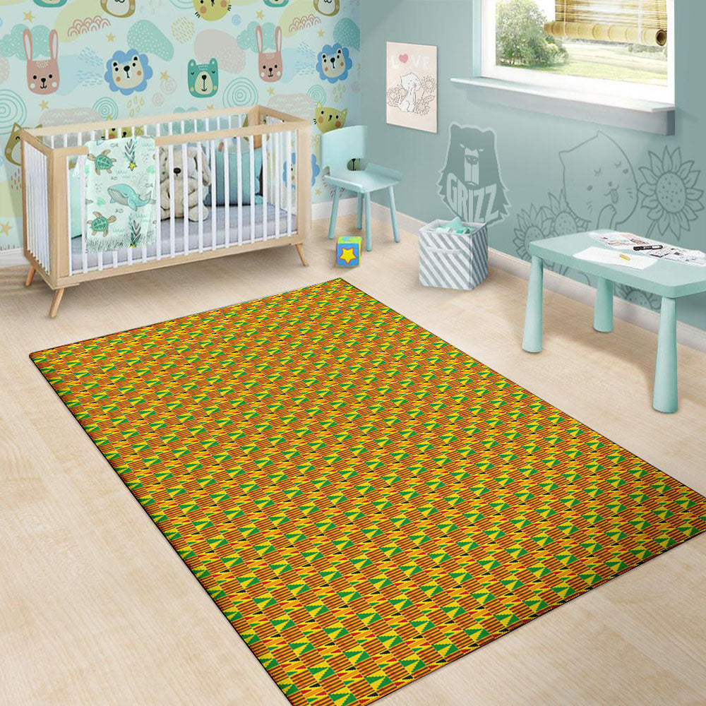 Kente Bonwire Print Pattern Floor Mat-grizzshop