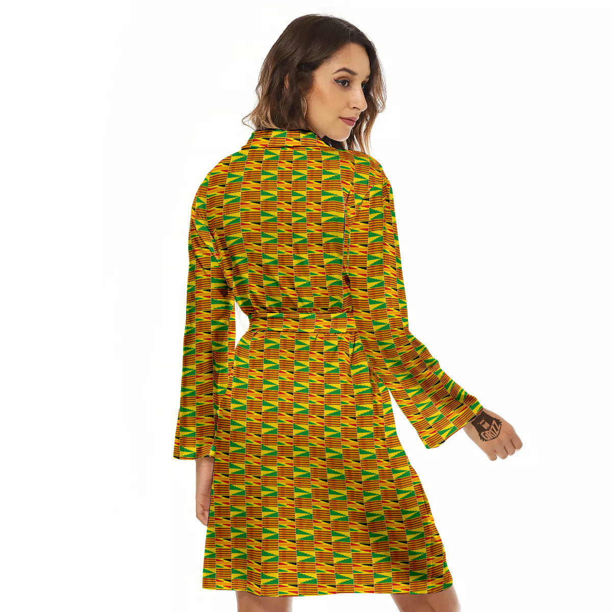 Kente Ghana Print Pattern Women's Robe-grizzshop