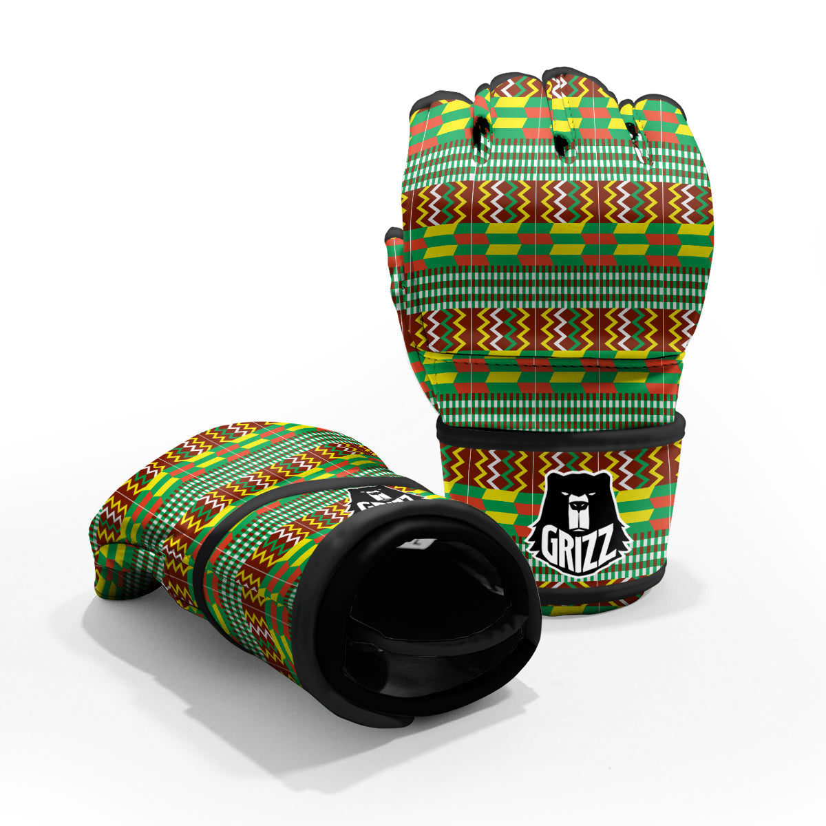 Kente Tribal West African Print Pattern MMA Gloves-grizzshop