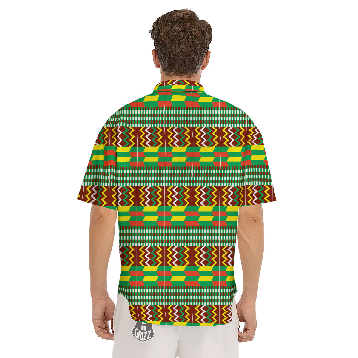 Kente Tribal West African Print Pattern Men's Short Sleeve Shirts-grizzshop