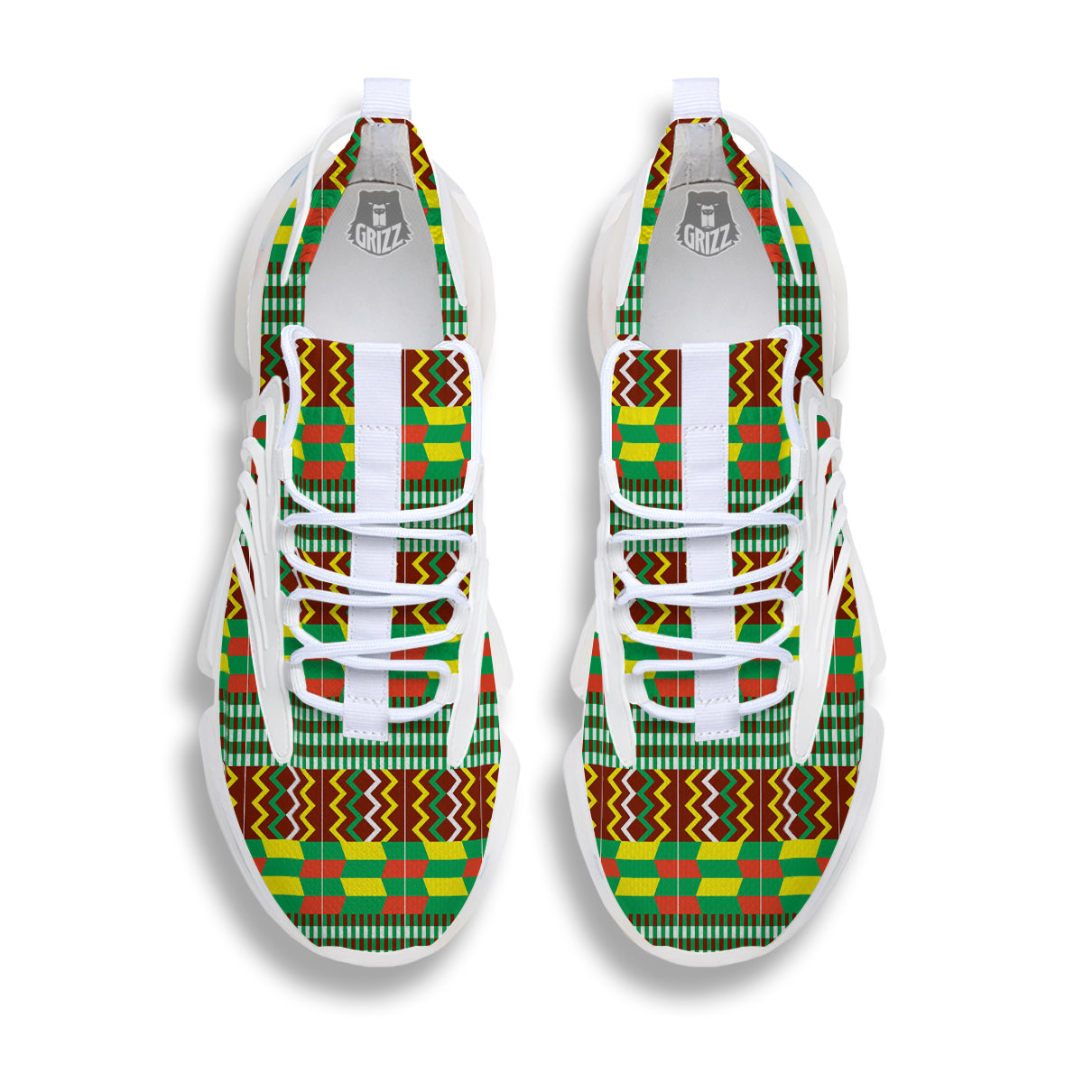 Kente Tribal West African Print Pattern White Gym Shoes-grizzshop