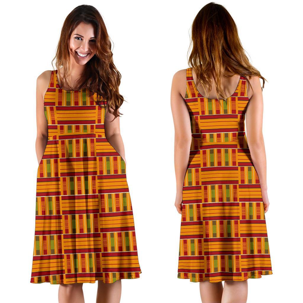 Kente African Print Pattern Dress-grizzshop