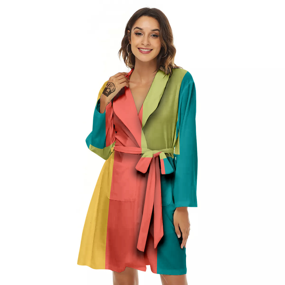 Keyboard Piano Colorful Print Women's Robe-grizzshop