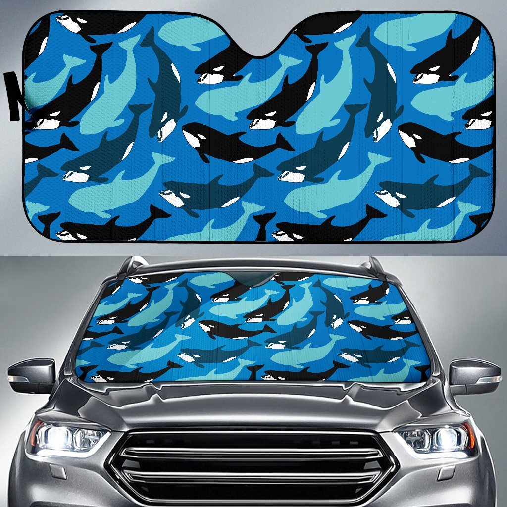 Killer Whale Orca Pattern Print Car Sun Shade-grizzshop
