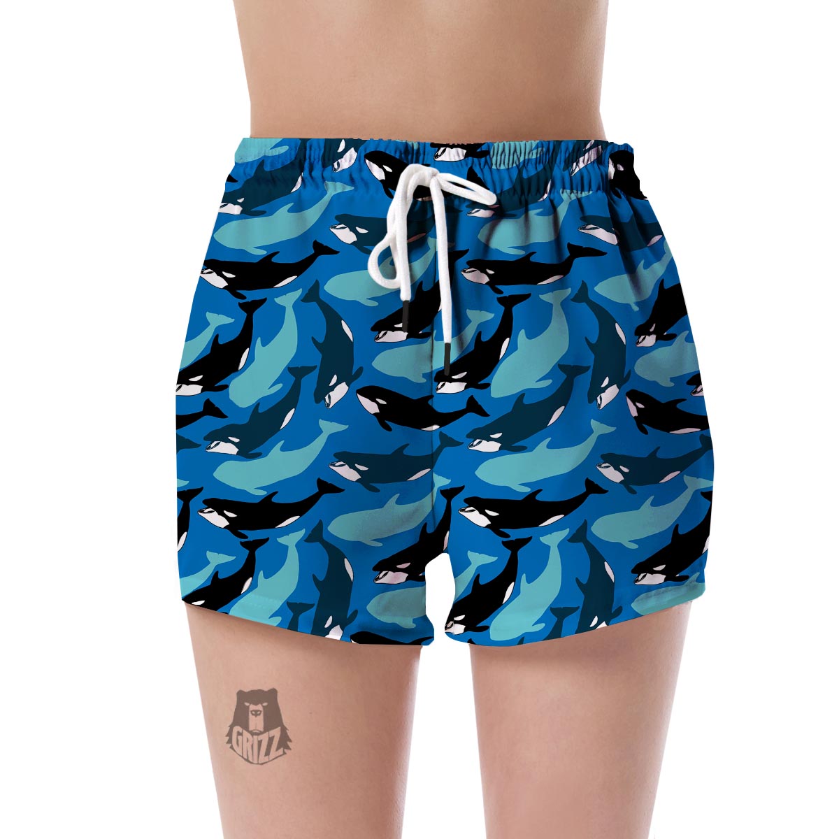 Killer Whale Orca Pattern Print Women's Shorts-grizzshop