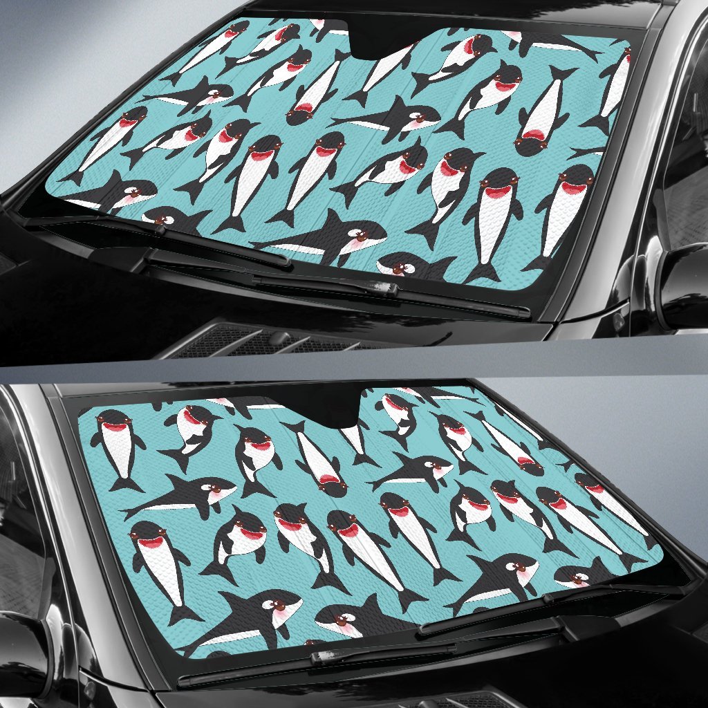 Killer Whale Orca Print Pattern Car Sun Shade-grizzshop