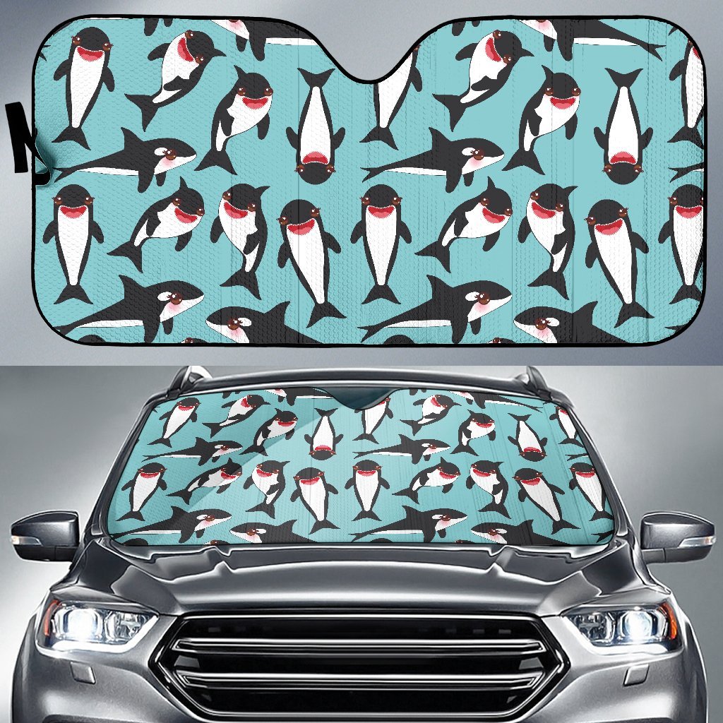 Killer Whale Orca Print Pattern Car Sun Shade-grizzshop