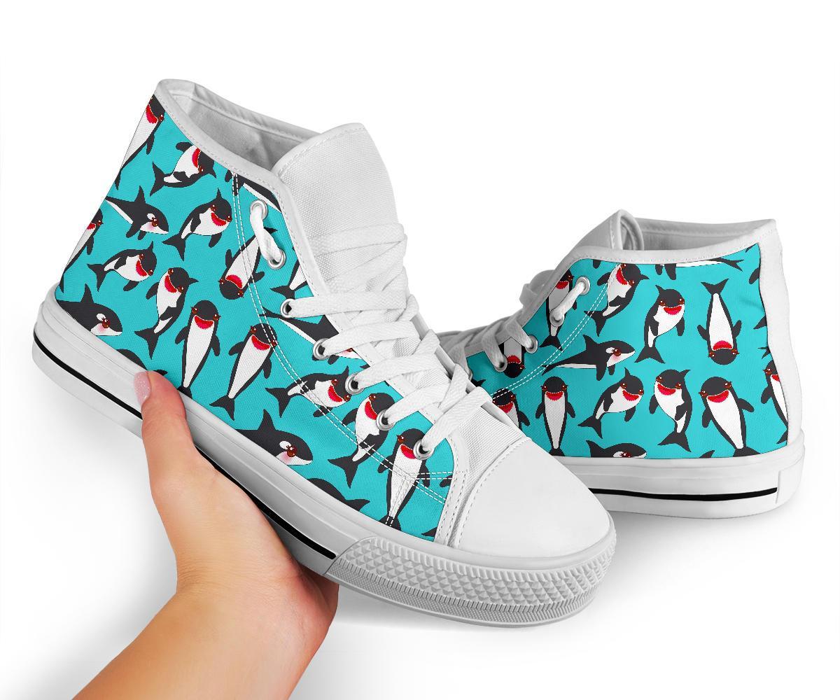 Killer Whale Orca Print Pattern Men Women's High Top Shoes-grizzshop