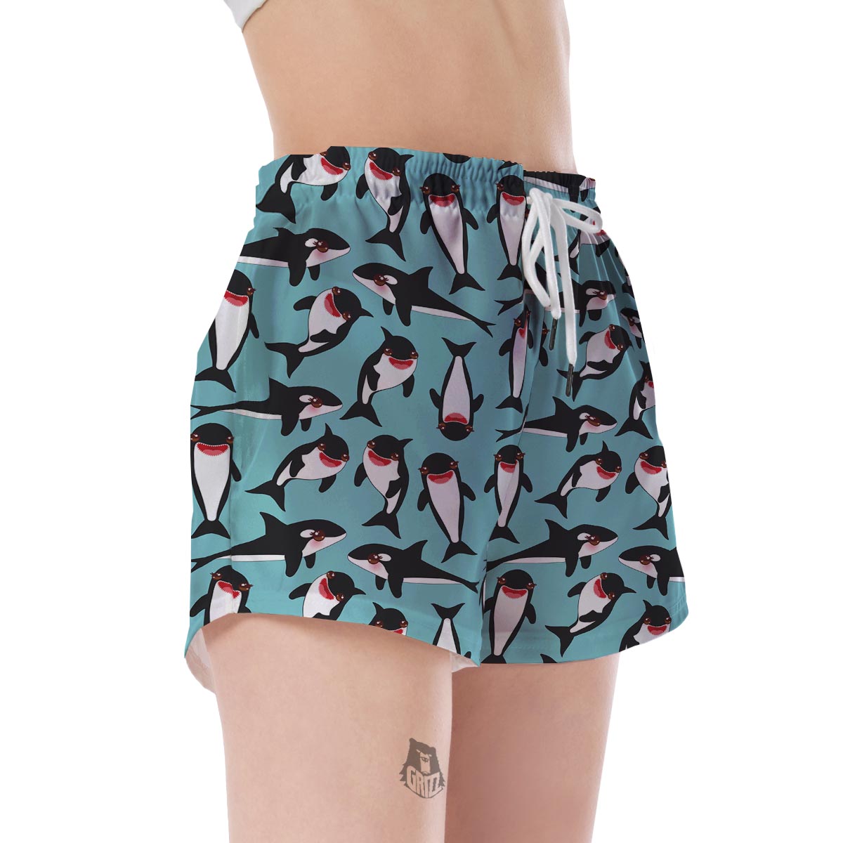 Killer Whale Orca Print Pattern Women's Shorts-grizzshop