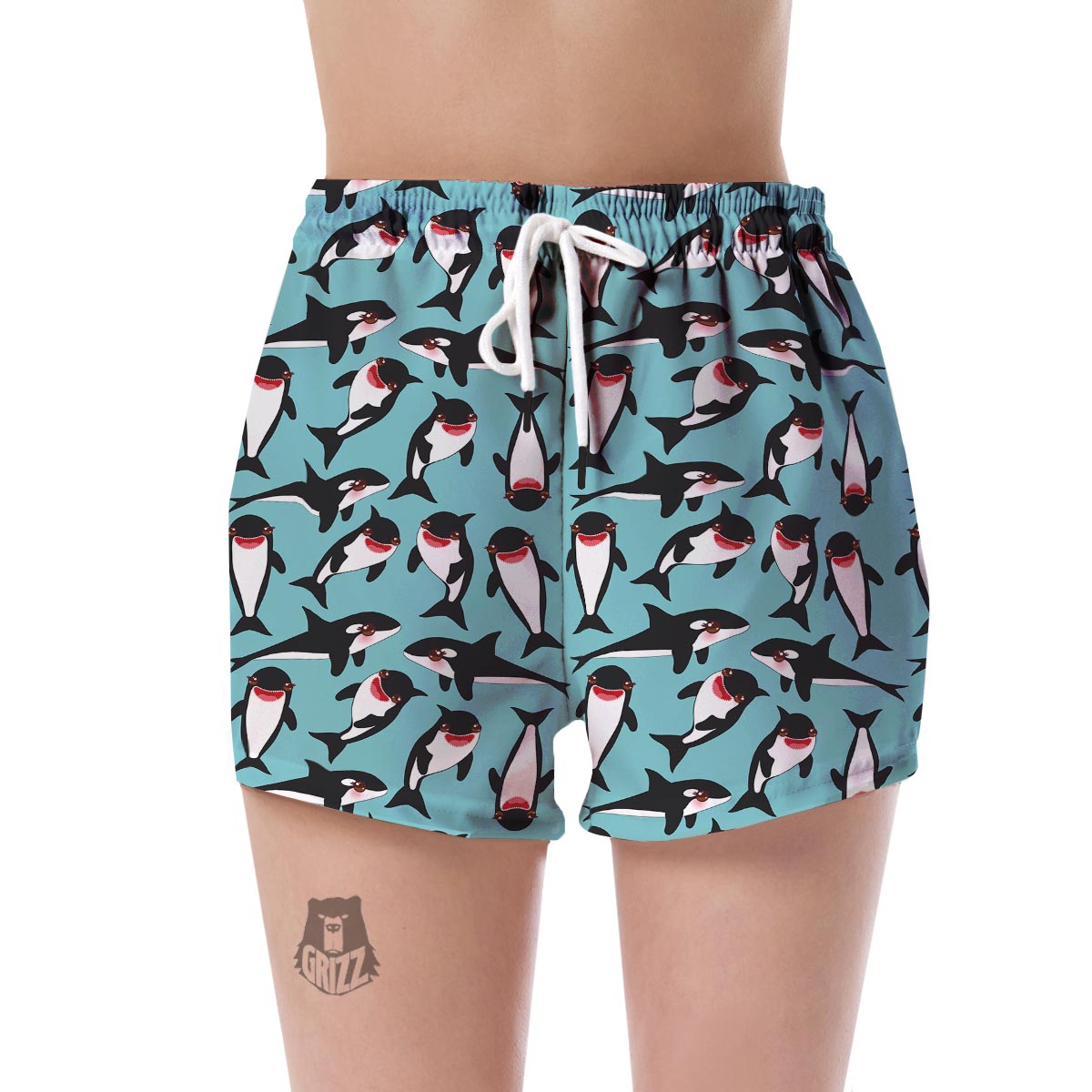 Killer Whale Orca Print Pattern Women's Shorts-grizzshop