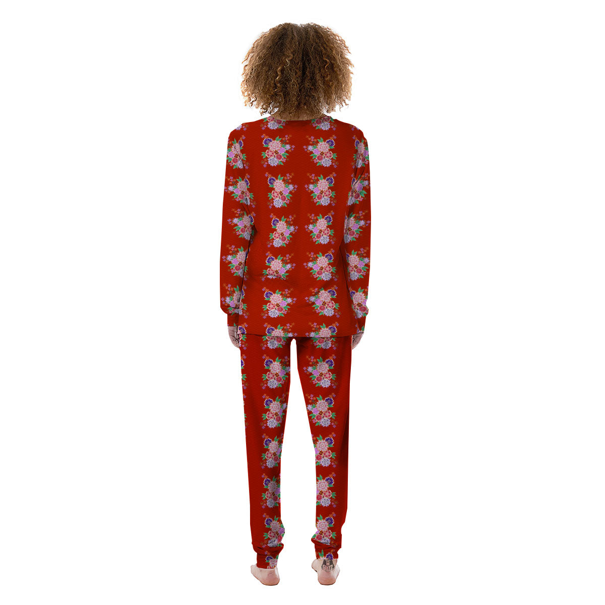 Kimono Floral Print Pattern Women's Pajamas-grizzshop