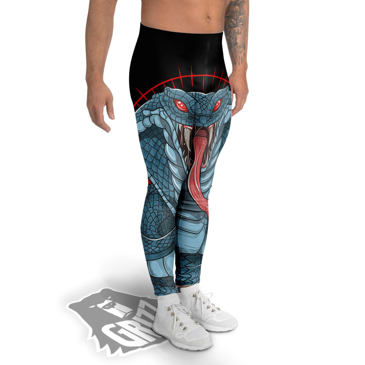 King Cobra Body Blue Print Men's Leggings-grizzshop