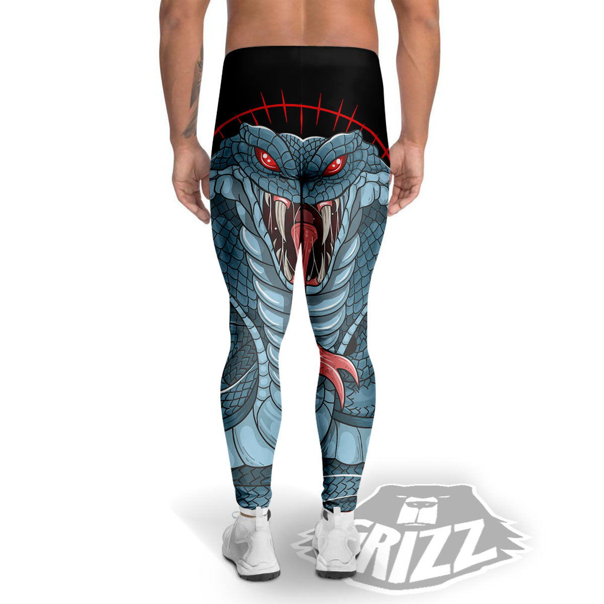 King Cobra Body Blue Print Men's Leggings-grizzshop