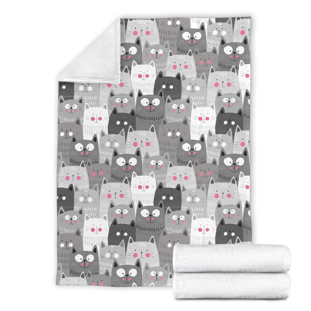 Kitten Cat Pattern Print Blanket-grizzshop