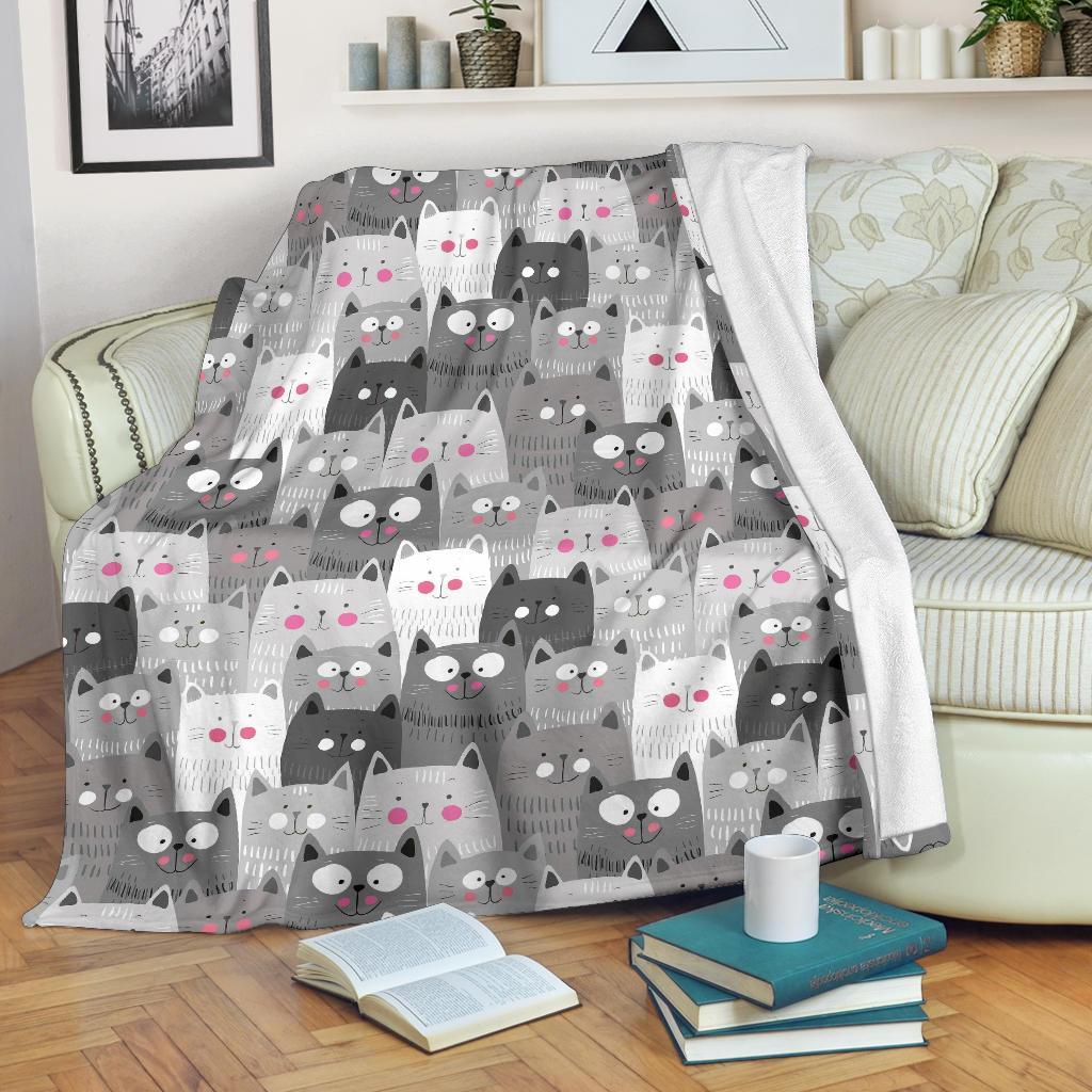 Kitten Cat Pattern Print Blanket-grizzshop