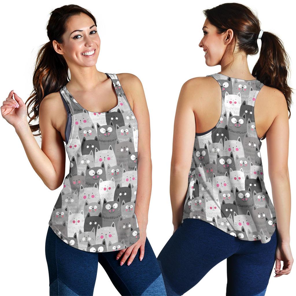 Kitten Cat Pattern Print Racerback Tank Tops-grizzshop