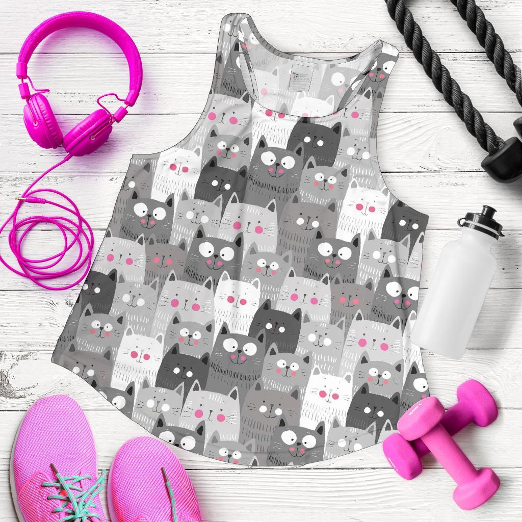Kitten Cat Pattern Print Racerback Tank Tops-grizzshop