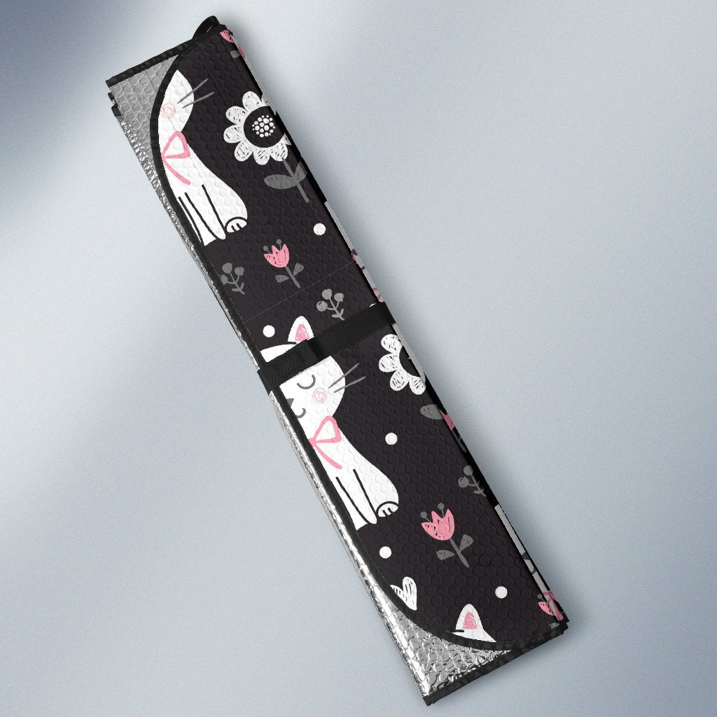 Kitten Floral Cat Pattern Print Car Sun Shade-grizzshop