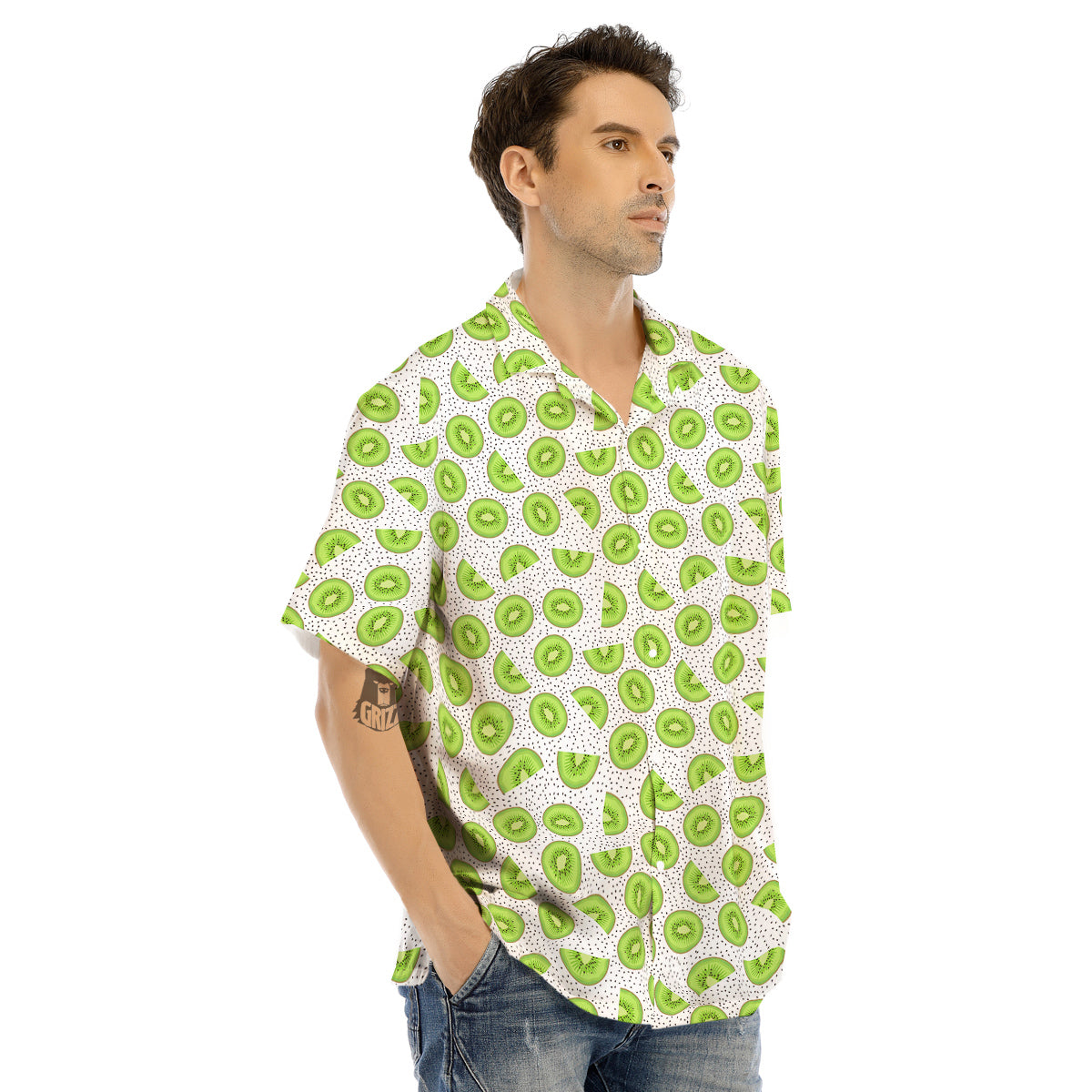 Kiwi Cute Print Pattern Men's Hawaiian Shirt-grizzshop