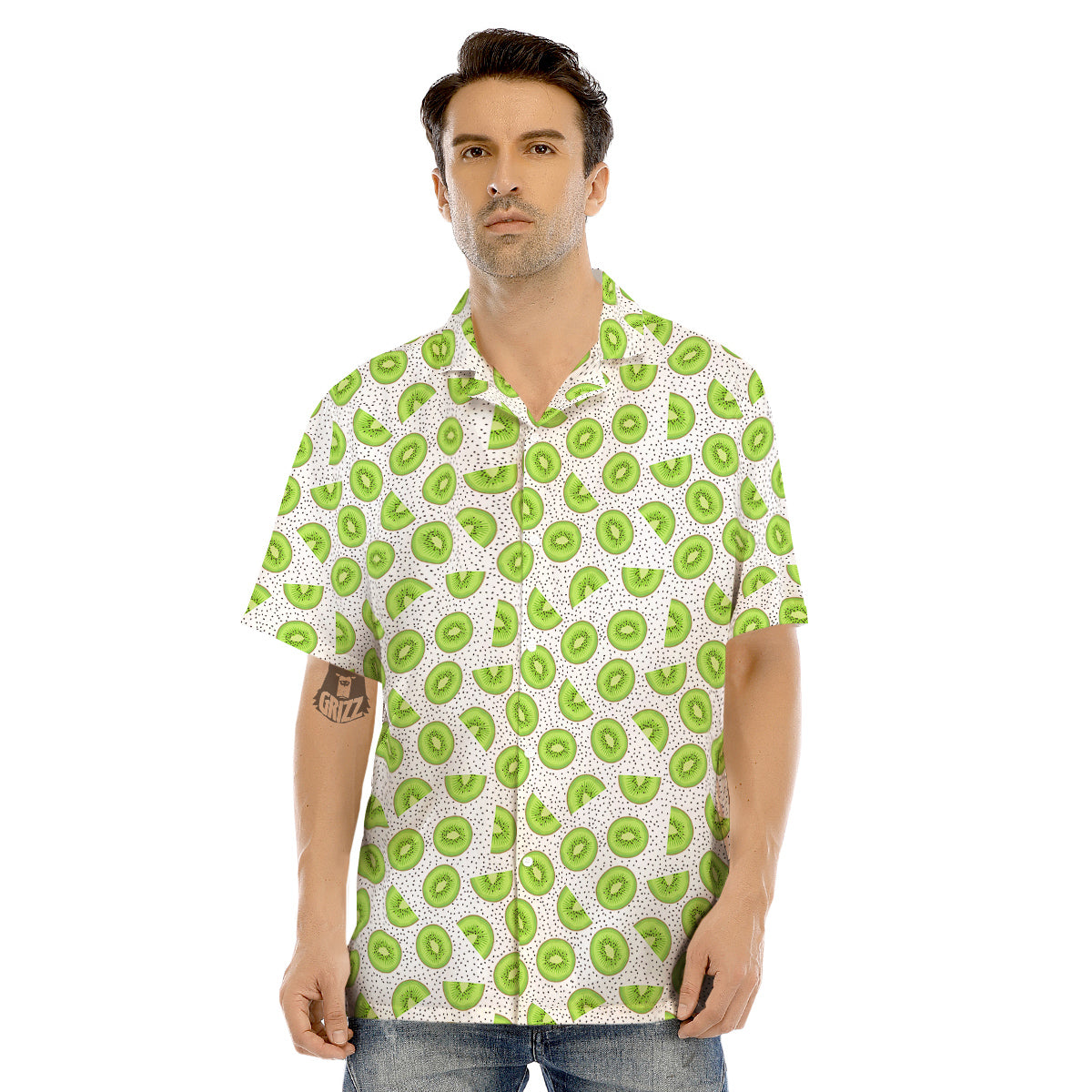Kiwi Cute Print Pattern Men's Hawaiian Shirt-grizzshop
