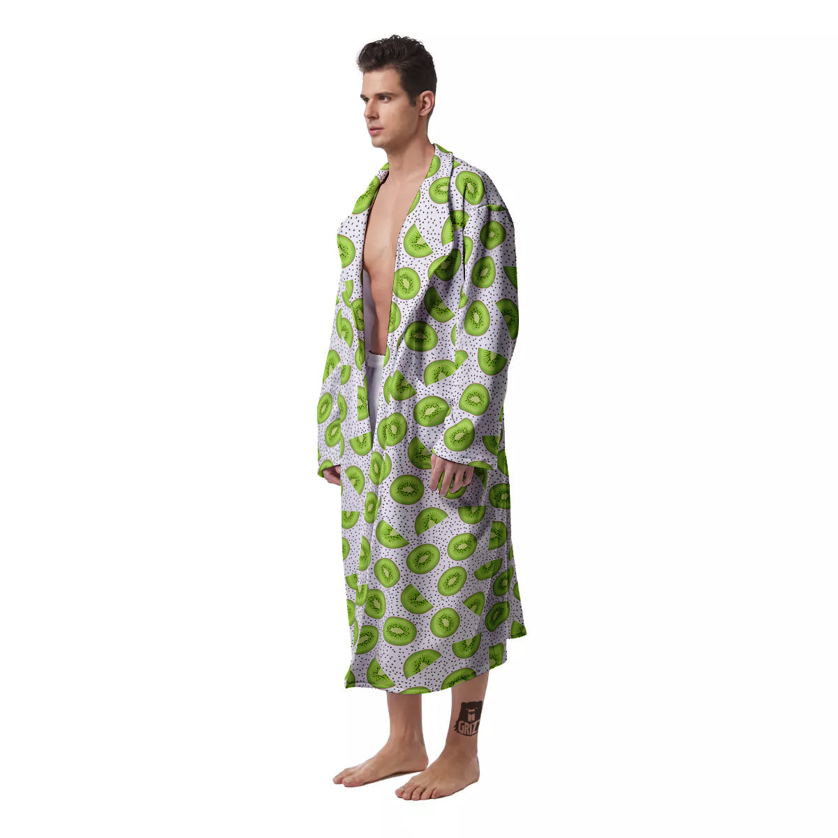 Kiwi Cute Print Pattern Men's Robe-grizzshop