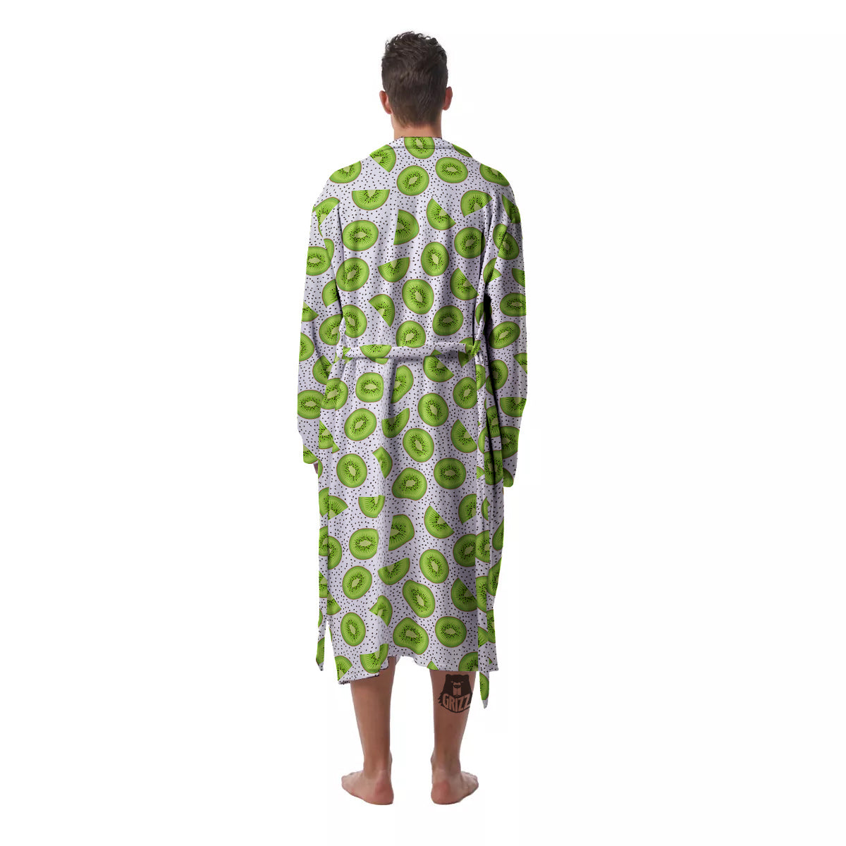 Kiwi Cute Print Pattern Men's Robe-grizzshop