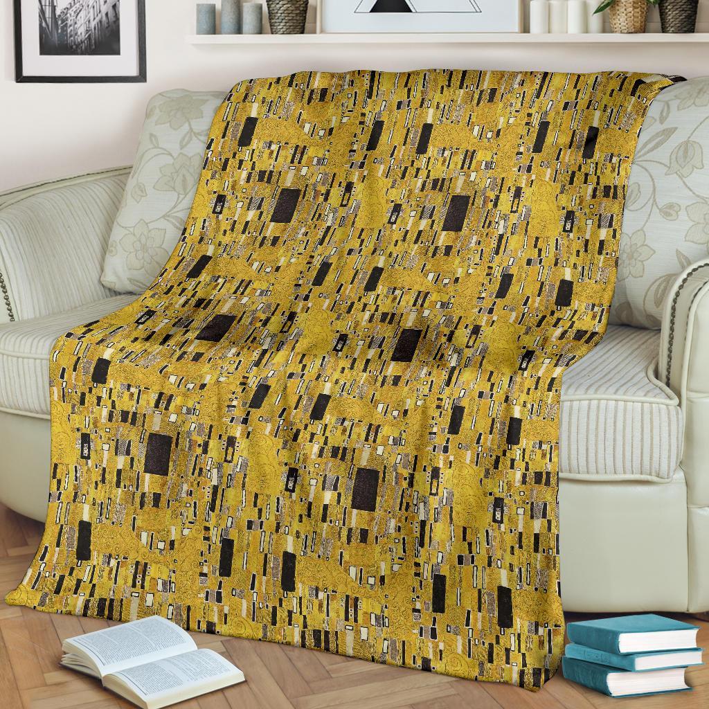 Klimt Gold Print Pattern Blanket-grizzshop