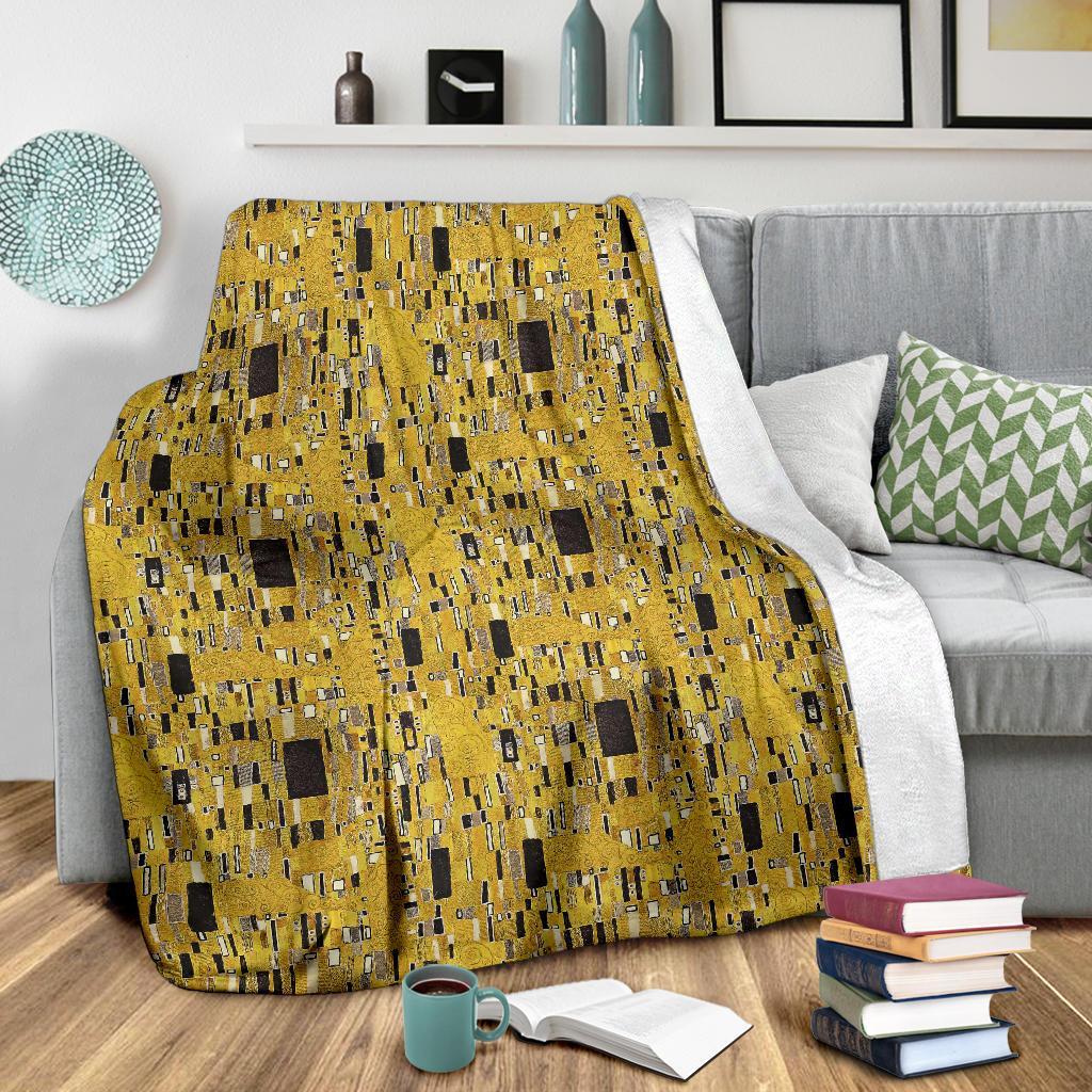 Klimt Gold Print Pattern Blanket-grizzshop