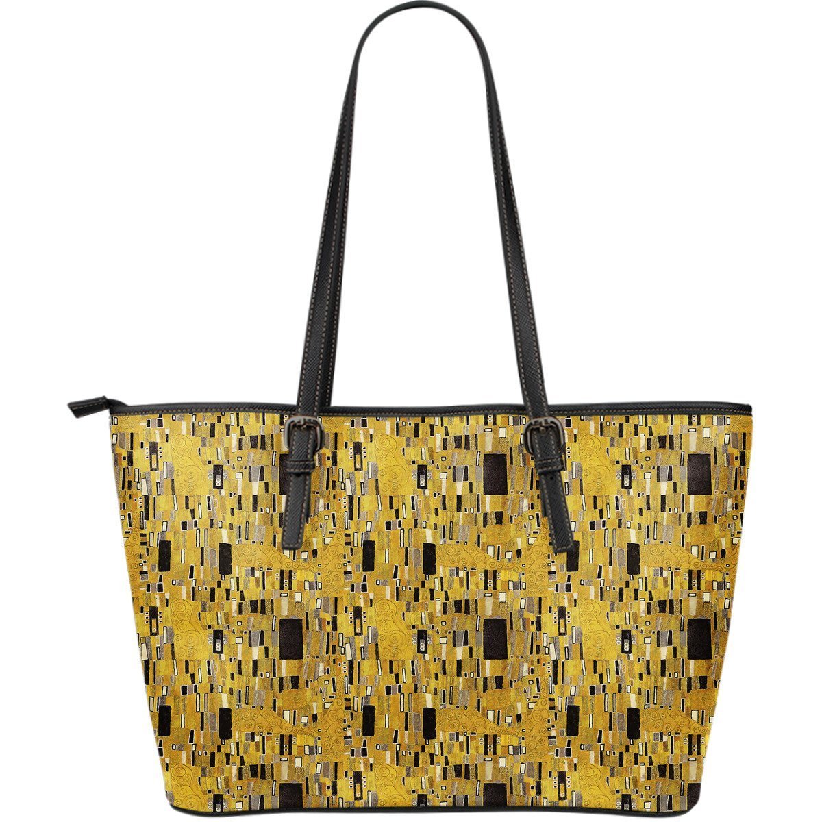 Klimt Gold Print Pattern Leather Tote Bag-grizzshop